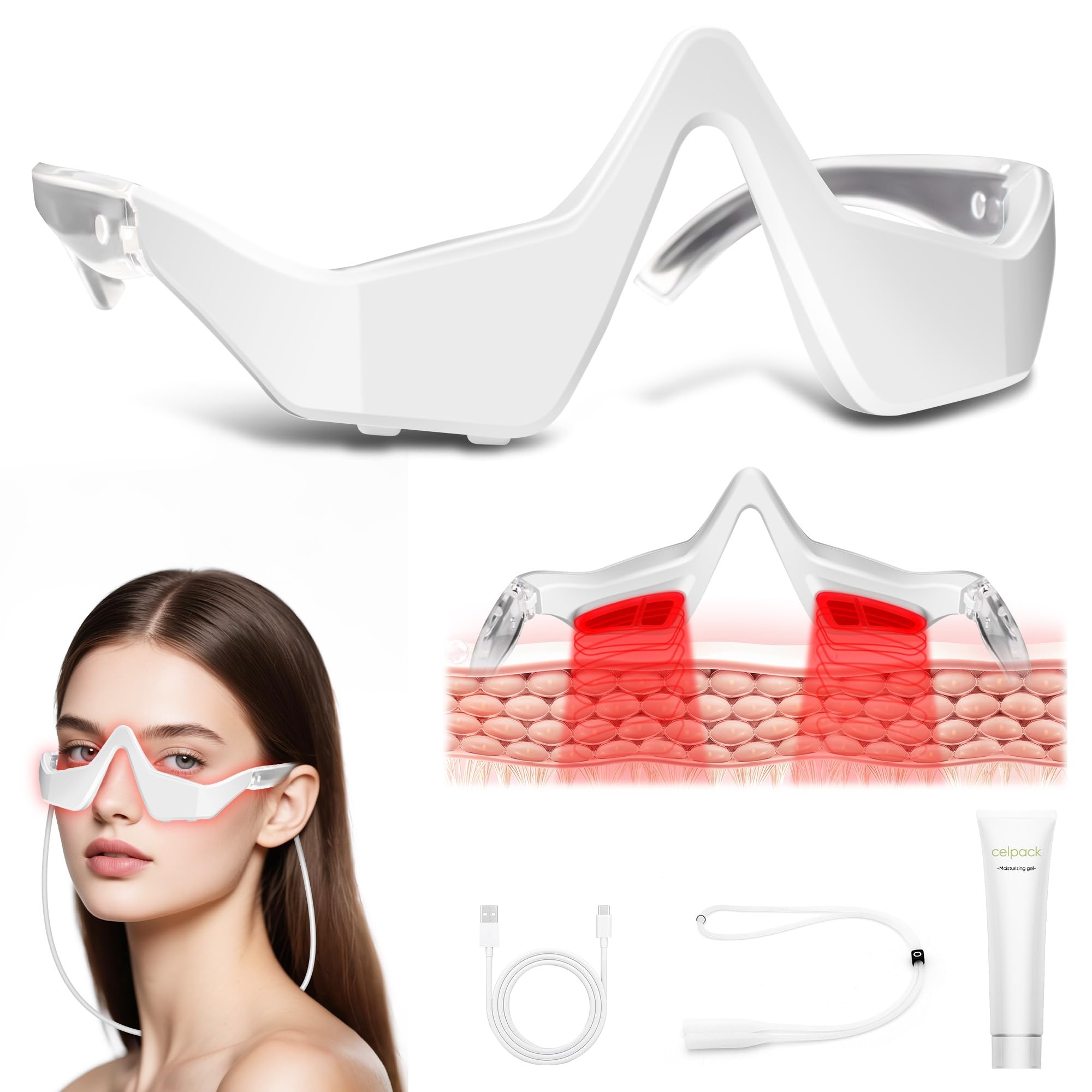 Light Therapy Glasses - EMS 레드 라이트 아이 마사지기 안경