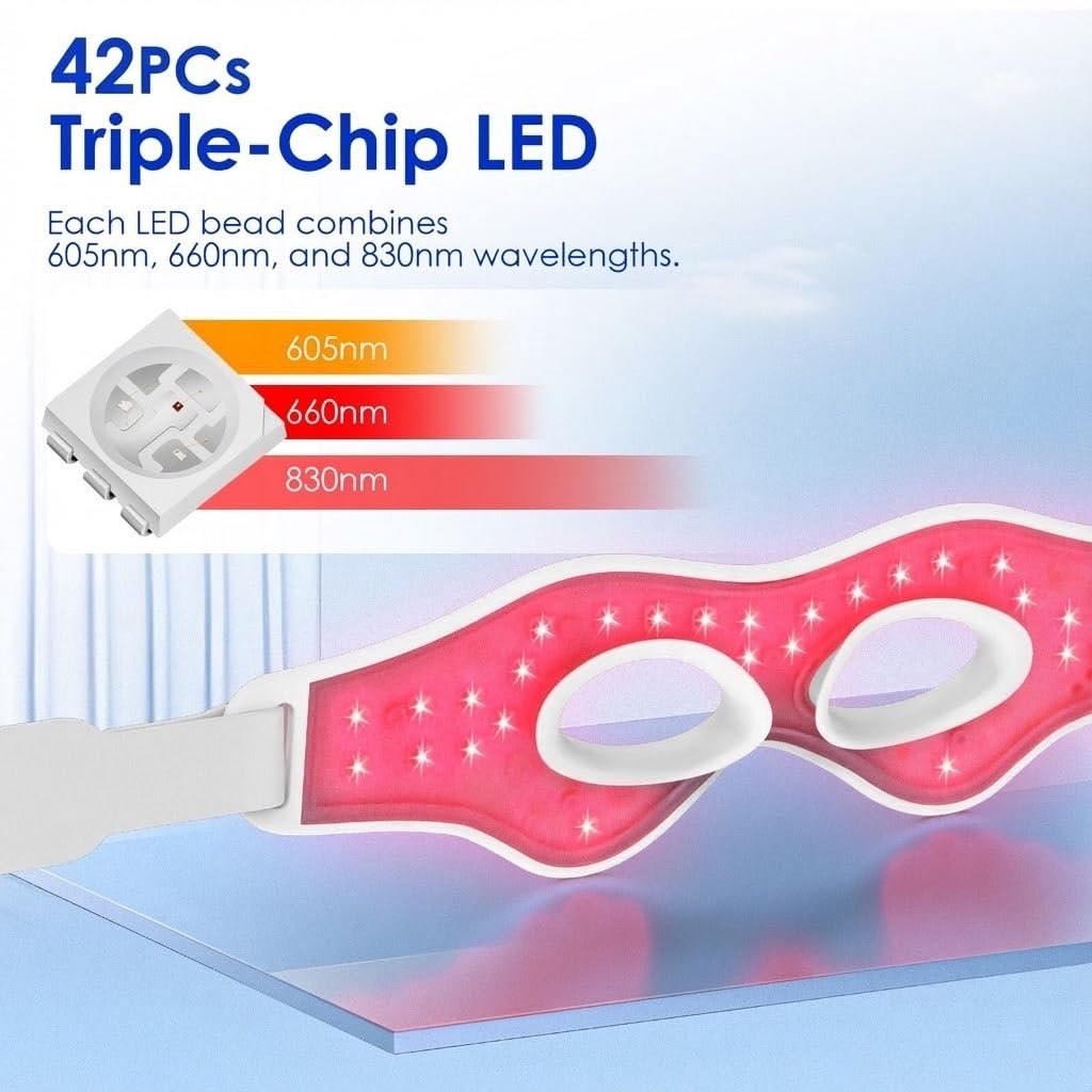 3D 레드 라이트 EMS 눈 마사지기 4가지 모드 60 - Light Therapy Glasses 리뷰 및 가격
